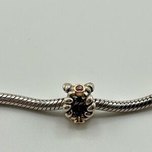 PANDORA RETIRED BINDING BEAUTY STERLING SILVER CHARM WITH 14K GOLD